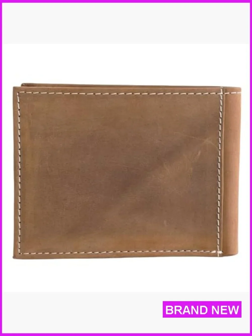 Genuine Leather Bifold Wallet Western Style Patriotic Patch Classic Mens